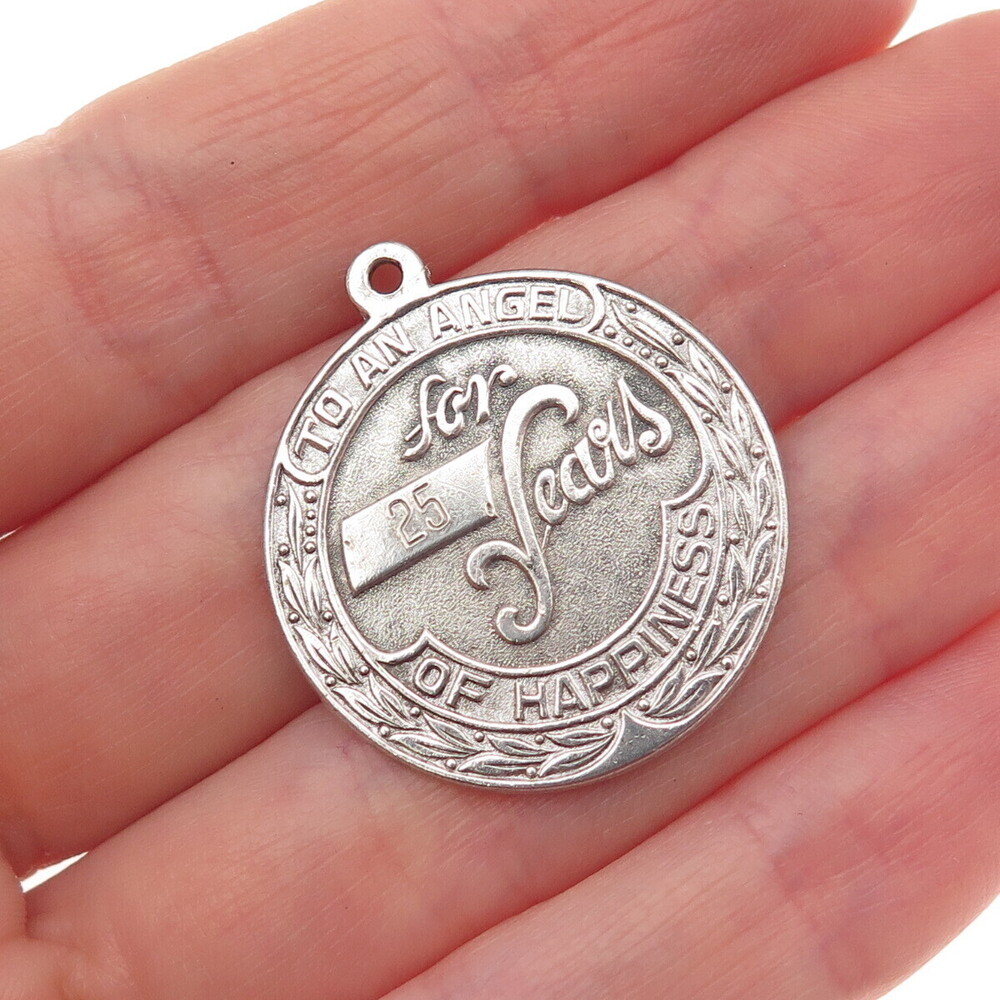 Forstner Sterling Silver Vintage To an Angel for 25 Years of Happiness Pendant